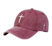 Cappello Cappellino da Baseball Unisex retrò con Croce, Regolabile, Casual, Adatto per Le attività All'Aperto di Tutti I Giorni.-Rosa-55-60cm