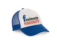 Cappello Cappellino Uomo Visiera Blu con Scritta Finalmente PENSIONATO Pensione