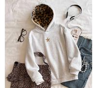 Cappello casual da strada con stampa leopardata e fodera termica per ragazze adolescenti, adatto per scuola e uso quotidiano, autunno, inverno, outfit, comodo, maniche lunghe 14Y,13Y,16Y,15Ystampa dap