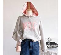 Cappello casual e carino con stampa floreale ditsy per ragazze pre-adolescenti, felpa con tasche e stampa floreale e a lettere, adatta per la scuola, studenti, uso quotidiano, stile di strada, versati