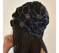 Cappello Chic In Pizzo Con Paillettes Floreale Beanie Retro Giapponese In Rete