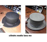 cappello cilindro medio nero grigio cerimonia hat man inverno a 15 moc