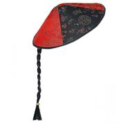 Cappello Cinese con Treccia da Adulto per Travestimento Carnevale