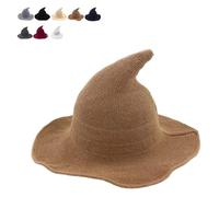 Cappello classico da strega di Halloween, lavorato a maglia, 45,7 cm, grande in feltro a tesa larga, cappello da mago per feste, gotico, per donne e uomini (cachi)