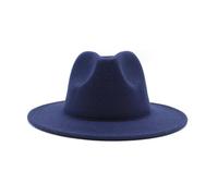 Cappello classico in feltro autunnale e invernale, cappello jazz etnico tibetano a tesa larga, cappello a cilindro cappello da cowboy Fengyan (colore: blu navy, dimensioni: 56-58 cm)