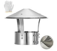 Cappello Comignolo Antipioggia Cappuccio per Camino Antivento in Acciaio Inox Canna Fumaria Cappello Tonda Scarico Fumi Copertura Camino per Condotti di Stufe e Camini(250mm)