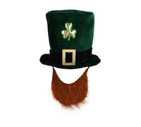 cappello con barba, con trifoglio, per travestimento da leprecauno irlandese, accessorio per San Patrizio