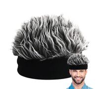 Cappello con capelli attaccati - Cappuccio per parrucca hip hop a maglia stile realistico con barbe | Cappello per capelli corti elastico per cosplay, vestito da festa, accessorio per abbigliamento