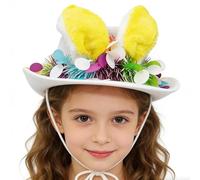Cappello con Orecchie di Coniglio per Pasqua Copricapo Carino delle Feste | Cappello da cowboy coniglio per caccia all'uovo festa carnevale costumi e riunioni familiari