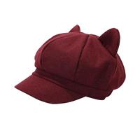Cappello con Orecchie di Gatto Carino, Berretto Classico per Donne, Berretto di Colore Solido, Cappello da Pittore, Berretto#G