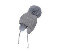 Cappello Con Paraorecchie Berretto invernale for bambini, ragazzi e ragazze, in tinta unita, caldo, lavorato a maglia, con paraorecchie(Grey,S 0-6M)