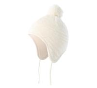 Cappello Con Paraorecchie Cappello da bambino lavorato a maglia foderato in pile for bambina, berretto invernale, con paraorecchie e pom-pom(White,L 3T-6T)