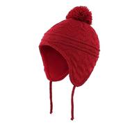 Cappello Con Paraorecchie Cappello da bambino lavorato a maglia foderato in pile for bambina, berretto invernale, con paraorecchie e pom-pom(Red,S 3M-12M)