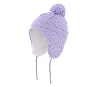 Cappello Con Paraorecchie Cappello da bambino lavorato a maglia foderato in pile for bambina, berretto invernale, con paraorecchie e pom-pom(Light Purple,S 3M-12M)