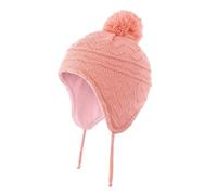 Cappello Con Paraorecchie Cappello da bambino lavorato a maglia foderato in pile for bambina, berretto invernale, con paraorecchie e pom-pom(Pink,S 3M-12M)