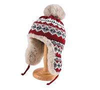 Cappello Con Paraorecchie Cappello da donna caldo autunno e inverno peluche antivento versatile protezione for le orecchie cappello lavorato a maglia berretto sci(Red)