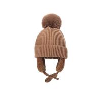 Cappello Con Paraorecchie Cappello invernale spesso Berretto con pompon grande paraorecchie in lana peluche lavorato a maglia for ragazze Ragazzi Accessori caldi for bambini 2-8T(Khaki)