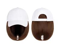 Cappello con Parrucca Berretto da baseball Parrucca Cappello sintetico con parrucca for capelli Parrucche nere naturali Cappellino naturale con parrucca Cappello Parrucche Bobo regolabile for donna Ca
