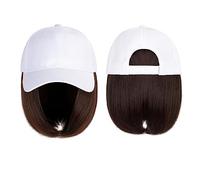 Cappello con Parrucca Berretto da baseball Parrucca Cappello sintetico con parrucca for capelli Parrucche nere naturali Cappellino naturale con parrucca Cappello Parrucche Bobo regolabile for donna Ca