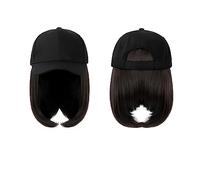 Cappello con Parrucca Berretto da baseball Parrucca Cappello sintetico con parrucca for capelli Parrucche nere naturali Cappellino naturale con parrucca Cappello Parrucche Bobo regolabile for donna Ca