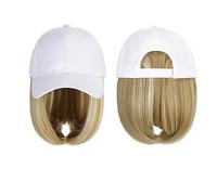Cappello con Parrucca Berretto da baseball Parrucca Cappello sintetico con parrucca for capelli Parrucche nere naturali Cappellino naturale con parrucca Cappello Parrucche Bobo regolabile for donna Ca