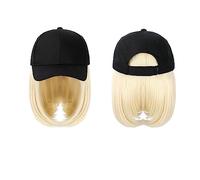 Cappello con Parrucca Berretto da baseball Parrucca Cappello sintetico con parrucca for capelli Parrucche nere naturali Cappellino naturale con parrucca Cappello Parrucche Bobo regolabile for donna Ca