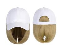 Cappello con Parrucca Berretto da baseball Parrucca Cappello sintetico con parrucca for capelli Parrucche nere naturali Cappellino naturale con parrucca Cappello Parrucche Bobo regolabile for donna Ca