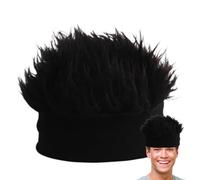 Cappello con parrucca legata - cappello a maglia hip hop realistica con capelli di punta | Cappelli divertenti per uomini con parrucca integrata, parrucca per capelli corti per interni ed esterni