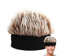 Cappello con parrucca legata - cappello a maglia hip hop realistica con capelli di punta | Cappelli divertenti per uomini con parrucca integrata, parrucca per capelli corti per interni ed esterni