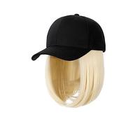 Cappello con Parrucca Parrucca da baseball ondulata corta Parrucca da caschetto sintetica Cappello bianco/nero Parrucche Berretto con capelli Natural Connect Berretto da baseball regolabile Cappello c
