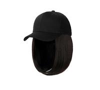 Cappello con Parrucca Parrucca da baseball ondulata corta Parrucca da caschetto sintetica Cappello bianco/nero Parrucche Berretto con capelli Natural Connect Berretto da baseball regolabile Cappello c