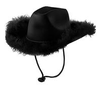 Cappello con Piume Piume Soffici Bordo Taglia Adulto Cappello da Cowboy con Piume per Costume Festa Giocare Vestire Abiti da Donna Berretto Bambino Blu, Le Nero, Taglia unica