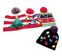 Cappello con pon pon natalizio con luce LED