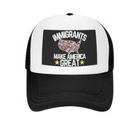 Cappello con scritta "Immigrants Make America Great" (Gli immigrati rendono grande l'America) Cappello con scritta "We are All Immigrants" (Siamo tutti immigrati) Cappello in rete per uomo e donna, ne