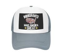Cappello con scritta "Immigrants Make America Great" (Gli immigrati rendono grande l'America) Cappello con scritta "We are All Immigrants" (Siamo tutti immigrati) Cappello in rete per uomo e donna, ne