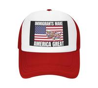 Cappello con scritta "Immigrants Make America Great" (Gli immigrati rendono grande l'America) Cappello con scritta "We are All Immigrants" (Siamo tutti immigrati) Cappello in rete per uomo e donna, ne