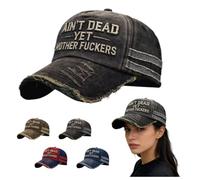 Cappello con scritta in inglese "Ain't Dead Yet", cappello ricamato regolabile vintage invecchiato non morto Yet Mother Fuckers berretto da baseball unisex, Nero , Taglia unica