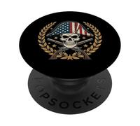Cappello con teschio pirata bandiera USA vintage patriottico per uomini, donne e bambini PopSockets PopGrip Adesivo