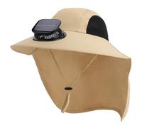 Cappello con Ventilatore, Cappello con Ventilatore Solare - Cappelli a Tesa Larga da Uomo con Mantellina Solare Alimentato ad Energia e Ricaricabile Tramite USB per Sole Esterno per Pesca, Tre