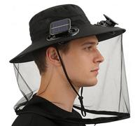 Cappello con Ventilatore Solare | UPF 50+ Traspirante Cappello da Tipo Bucket con Rete, Solare a Tesa Larga | per Escursionismo, Campeggio, Spiaggia, Sport all'aperto, Uomo, Donna, Viaggio, co