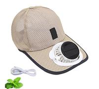 Cappello con Ventilatore Solare USB -3 velocità, Doppia Ricarica, Regolabile e Leggero, Perfetto per Uomo e Donna - Ideale per Pesca,Lavoro e Tutte Le attività all'Aperto (Cachi)