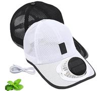 Cappello con Ventilatore Solare USB -3 velocità, Doppia Ricarica, Regolabile e Leggero, Perfetto per Uomo e Donna - Ideale per Pesca,Lavoro e Tutte Le attività all'Aperto (Nero+Bianco)