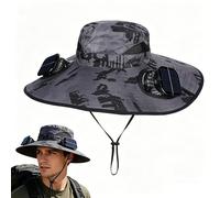 Cappello con Ventola a Energia Solare / Cappelli da Pesca con ventaglio Solare a Tesa Larga, con Ricarica USB e 2 Ventole Solari, per attività all'aperto, pesca, escursionismo, campeggio e pesca