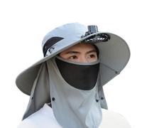 Cappello con Ventola Solare a Tesa Larga,Assorbono Il Sudore e Protezione UV Anti-Sole - Cappello Solare da Esterno con Ventola Incorporata - per la Spiaggia, l'alpinismo, Il Ciclismo, i Viaggi, Go