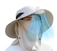 Cappello con Ventola Solare a Tesa Larga - Cappello Parasole con Paracollo e Copriviso Rimovibili, a Tesa Larga Dotato di Ventilatore,per la Spiaggia, l'alpinismo, Il Ciclismo, i Viaggi, Il Go