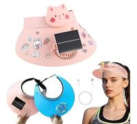 Cappello con Ventola Solare e 3 velocità del Vento | Cappello da Spiaggia con Ventola ad energia Solare e Ricarica USB for Donna - Ideale for L'Estate e Il Giardinaggio(F)