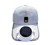 Cappello con Ventola - Tessuto Bianco/Grigio, Ventola di Ricarica USB, Berretto Solare a Tesa Larga | Ottimo per la Giornata in Spiaggia all'aperto, Il Campeggio Estivo