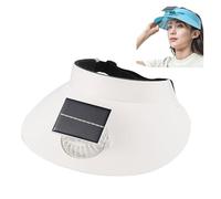 Cappello con visiera con ventilatore solare, cappello con visiera a ventaglio solare e ricarica USB, cappelli da sole vuoti a tesa larga, 3 velocità, bianco, Etichettalia unica