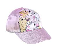 Cappello con Visiera Curva di Peppa Pig e i suoi Amici - Rosa - Da 4 a 8 Anni - Con Materiale Brillante - Berretto per Bambini con Strappo sul Retro Regolabile - Prodotto Originale Ideato in Spagna