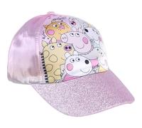 Cappello con Visiera Curva di Peppa Pig e i suoi Amici-Rosa-Da 4a 8 Anni-Con Materiale Brillante-Berretto per Bambini con Strappo sul Retro Regolabile